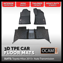 Load image into Gallery viewer, 3D All Weather Floor Mats Liners For Toyota Hilux N80 Dual Cab 2015-Current TPE, Auto Transmission