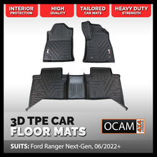 Load image into Gallery viewer, 3D All Weather Floor Car Mats Liners For Ford Ranger Next-Gen, 07/2022-Current, Dual Cab