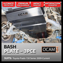 Load image into Gallery viewer, OCAM 3-PCE Aluminium Bash Plates For Toyota Prado 150 Series 2009-Current 6mm Black