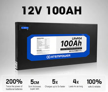 Load image into Gallery viewer, ATEMPOWER 12V 100Ah Slimline Lithium Battery LiFePO4 Deep Cycle Battery