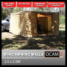 Load image into Gallery viewer, OCAM Wing Awning Tent Walls 6 Sides To Suit 2.5m x 2.5m Awning Passenger Side 4x4 Camping