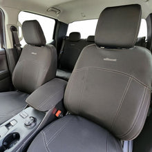 Load image into Gallery viewer, Wetseat Neoprene Seat & Console Covers for Ford Ranger RA XLT/Wildtrak/Sport Dual Cab 07/2022-Current in Black with Charcoal Stitching