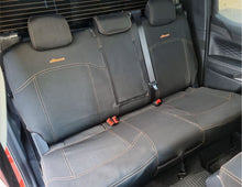Load image into Gallery viewer, Wetseat Neoprene Seat & Console Covers for Ford Ranger RA XLT/Wildtrak/Sport Dual Cab 07/2022-Current in Black with Orange Stitching