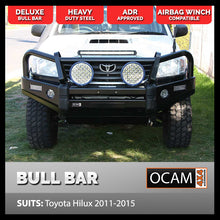 Load image into Gallery viewer, OCAM Deluxe Steel Bull Bar For Toyota Hilux N70 08/2011-15 + Pair 9' LED Spot Lights