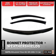 Load image into Gallery viewer, Bonnet Protector, Weathershields For Mitsubishi Triton ML MN 2006-04/2015 Cab