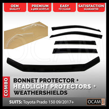 Load image into Gallery viewer, Bonnet, Headlight Protectors, Weathershields For Toyota Prado 150 GX 09/2017+