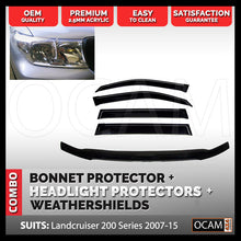 Load image into Gallery viewer, Bonnet, Headlight Protectors, Weathershields For Landcruiser 200 Series 2007-07/2015