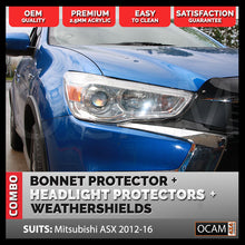Load image into Gallery viewer, Bonnet, Headlight Protectors, Weathershields for Mitsubishi ASX 2012-2016 Visors