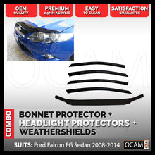 Load image into Gallery viewer, Bonnet Headlight Protectors & Weathershields for Ford Falcon FG Sedan 2008-14 XR XR6 XR8