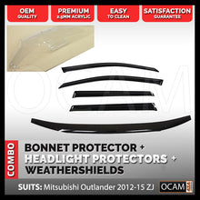 Load image into Gallery viewer, Bonnet, Headlight Protectors, Visors for Mitsubishi Outlander 2012-15 ZJ