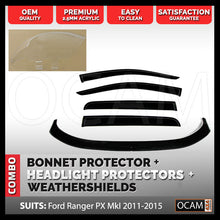 Load image into Gallery viewer, Bonnet, Headlight Protectors, Weathershields for Ford Ranger PX 2011-2015