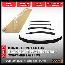 Load image into Gallery viewer, Bonnet, Headlight Protectors, Weathershields for Mitsubishi Triton MR 11/2018-2022