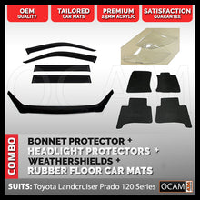 Load image into Gallery viewer, Bonnet & Headlight Protectors, Window Visors, Floor Mats for Toyota Prado 120 Series