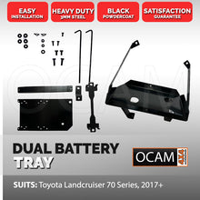 Load image into Gallery viewer, OCAM Dual Battery Tray for Toyota Landcruiser, 76 78 79 Series V8, 2017-23 Under Bonnet