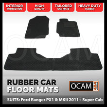 Load image into Gallery viewer, CMM Rubber Car Floor Mats for Ford Ranger PX PXMKII PXMKIII 2011-06/2022, Super Cab