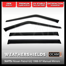 Load image into Gallery viewer, OCAM Weathershields For Nissan Patrol GQ 88-97 Manual Mirrors Maverick Visors