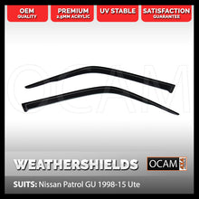 Load image into Gallery viewer, OCAM Weathershields for Nissan Patrol GU 1998-15 Ute Window Door Visors 2pce