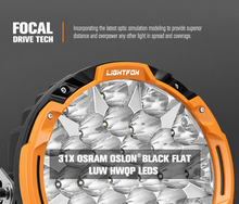 Load image into Gallery viewer, Lightfox 9inch Osram LED Driving Lights 1Lux 2100m IP68 16342 Lumens Round Black