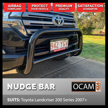 Load image into Gallery viewer, Nudge Bar For Toyota Landcruiser 200 series 2007-21, Stainless, Powder Coated Black, Airbag Compliant