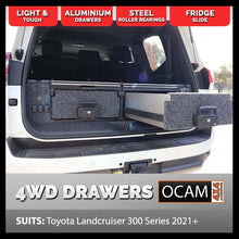 Load image into Gallery viewer, OCAM Aluminium Rear Drawers For Toyota Landcruiser 300 Series 2021-Current, GR Sport, Sahara ZX, Black