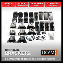 Load image into Gallery viewer, 8 Roof Rack Brackets Universal 15 cms - for rain gutter mounts 4x4 4WD