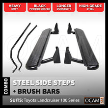 Load image into Gallery viewer, Steel Side Steps and Brush Bars For Toyota Landcruiser 100 Series IFS Heavy Duty