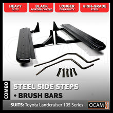 Load image into Gallery viewer, Steel Side Steps and Brush Bars For Toyota Landcruiser 105 Series
