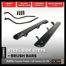 Load image into Gallery viewer, Side Steps & Brush Bars for Toyota Prado 120 Series 2002-2009 Heavy Duty 4WD