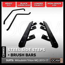 Load image into Gallery viewer, OCAM Steel Side Steps & Brush Bars for Mitsubishi Triton MQ MR 05/2015-2022