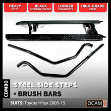 Load image into Gallery viewer, Heavy Duty Side Steps & Brush Bars for Toyota Hilux N70 2005-15 ADR Approved