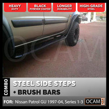 Load image into Gallery viewer, Steel Side Steps and Brush Bars for Nissan Patrol GU 1997-04, Series 1-3