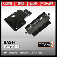 Load image into Gallery viewer, OCAM Steel Bash Plates For Toyota Landcruiser 76 78 79 Series RED Radiator & Transfer Covers, 4mm V8 Diesel