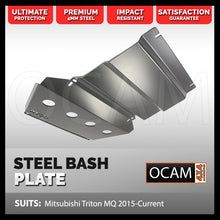 Load image into Gallery viewer, OCAM Steel Bash Plates for Mitsubishi Triton MQ MR 05/2015-2023, 4mm-Silver 2nd style