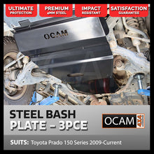 Load image into Gallery viewer, OCAM 3-pce Steel Bash Plates For Toyota Prado 150 Series 2009-Current 4mm Black