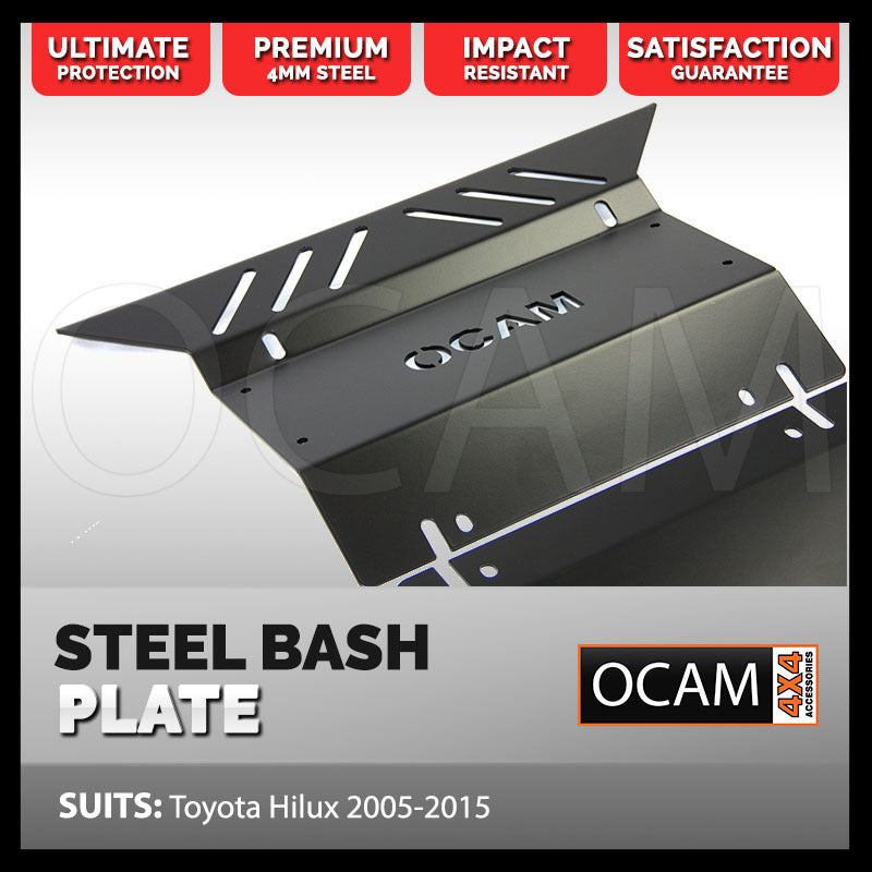 OCAM Steel Bash Plates For Toyota Hilux N70 SR SR5 200515 4mm, Black