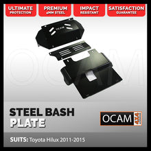 Load image into Gallery viewer, OCAM 3PC Steel Bash Plates For Toyota Hilux N70 2011-15 4mm, Black