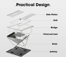Load image into Gallery viewer, Portable Fire Pit Large Size Folding Stainless Stell BBQ Grill Outdoor