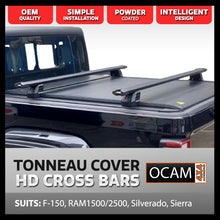 Load image into Gallery viewer, Heavy Duty Cross Bars (2 pcs) for Retractable Tonneau Covers, for F-150, RAM1500/2500, Chevy Silverado, GMC Sierra