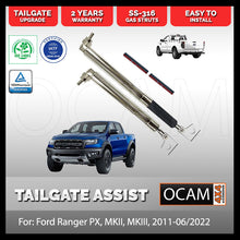 Load image into Gallery viewer, OCAM Tailgate Assist Strut Kit Easy-Up & Slow-Down for Ford Ranger PX, MKII, MKIII, Raptor, 2011-06/2022, Stainless Steel 316
