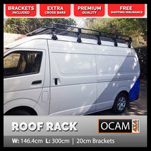 Load image into Gallery viewer, OCAM Aluminium Tradesman Roof Rack For Toyota Hiace 1988-18 Alloy 3000x1464mm- 20cm brackets