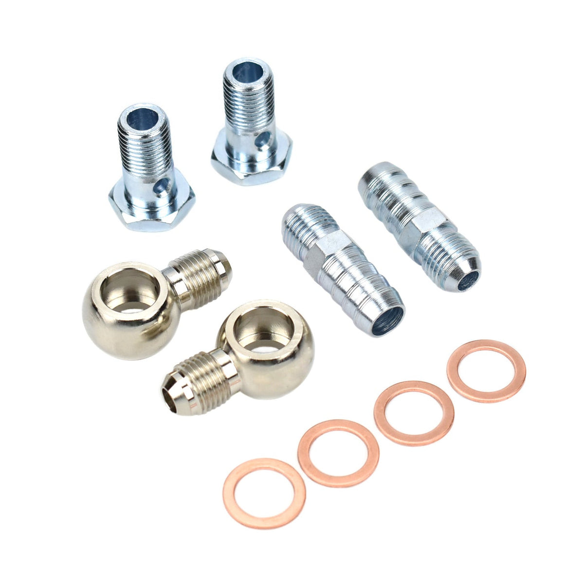 6AN to M14x1.5 Turbo Water Banjo Bolt & Barb Fitting Kit