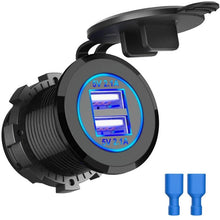 Load image into Gallery viewer, Dual 2.1A (4.2A) 12V/24V DC USB Car Quick Charger Power Socket Outlet
