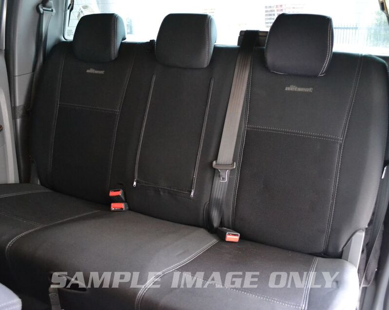 3rd Row Tailored Wetseat Neoprene Seat & Headrest Covers for Nissan Patrol Y62, (ST-L, Ti) 12/2012-Current, Black With Blue Stitching