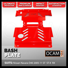 Load image into Gallery viewer, OCAM Aluminium Bash Plates For Nissan Navara D40 2005-12 4mm Red (430 x 460mm)
