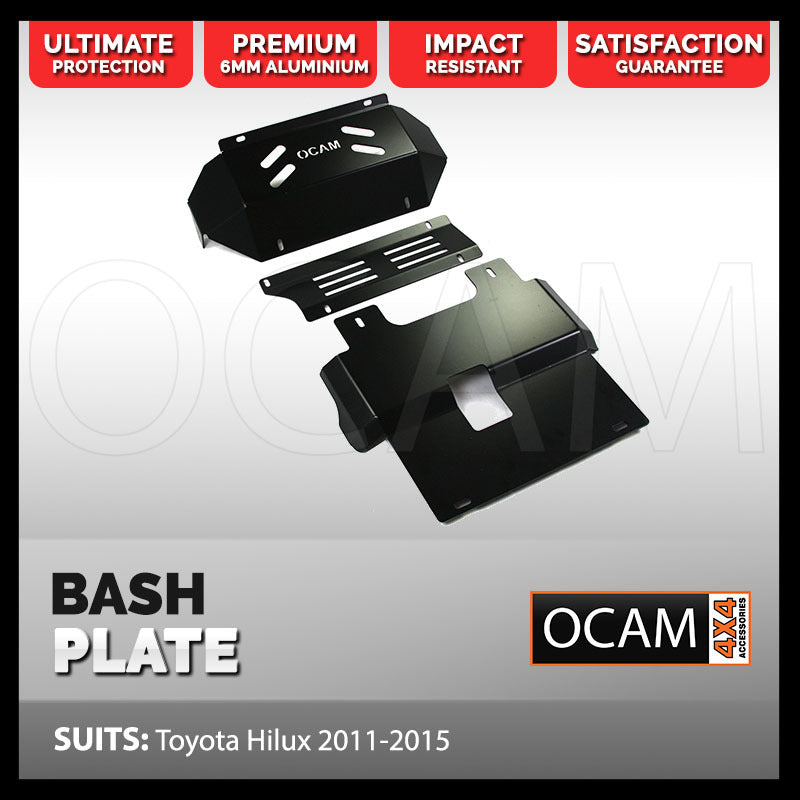 OCAM Aluminium Bash Plates For Toyota Hilux N80 SR SR5 2015-Current, 6mm, Black