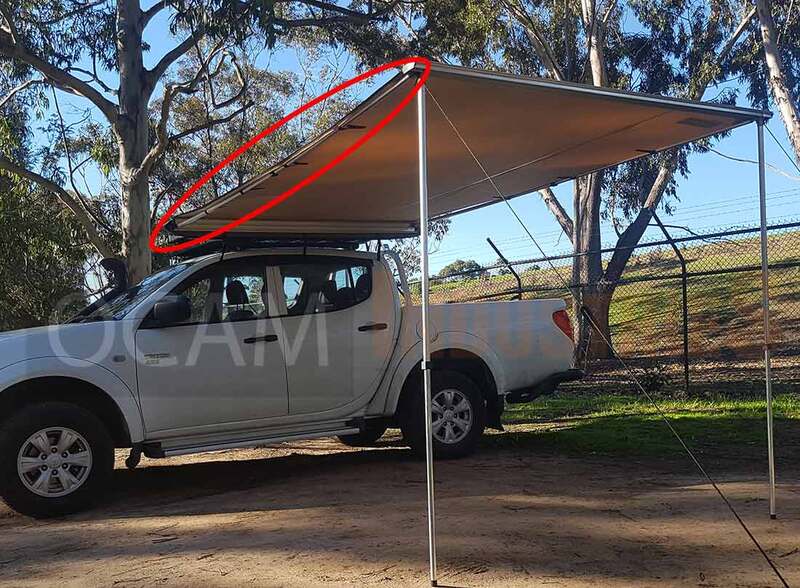 2 x Side Awning Extension Poles Telescopic Twist Lock, Suits 2.5m Pull-Out