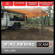 Load image into Gallery viewer, OCAM Wing Awning Passenger Side 3m x 3m 280g Cross Cotton Thread 4x4 Camping
