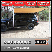 Load image into Gallery viewer, 1.4M x 2.0M Car Side Awning Pullout Tent Camper Trailer 4X4 4WD 140cm x 200cm
