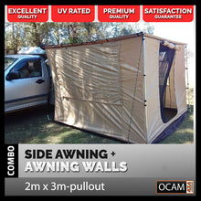 Load image into Gallery viewer, Side Awning &amp; Tent Combo 2.0m X 3.0m for 4x4 Camping

