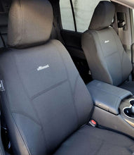 Load image into Gallery viewer, PRE-MADE BUNDLE Wetseat Neoprene Tailored Seat, Headrest &amp; Console Covers for Toyota Landcruiser 300 Series GX/L 09/2021+ Black w/Black Stitching
